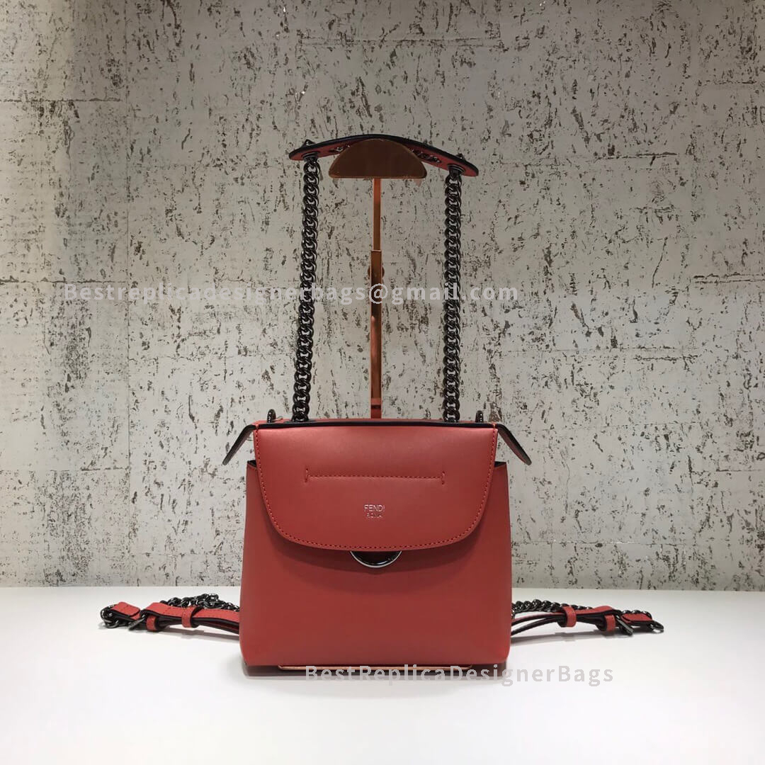 Fendi Large Back To School Leather Backpack In Red 041